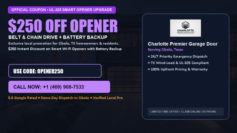 Charlotte Premier Garage Door $250 OFF Premium LiftMaster Opener Installation in Cibolo, TX